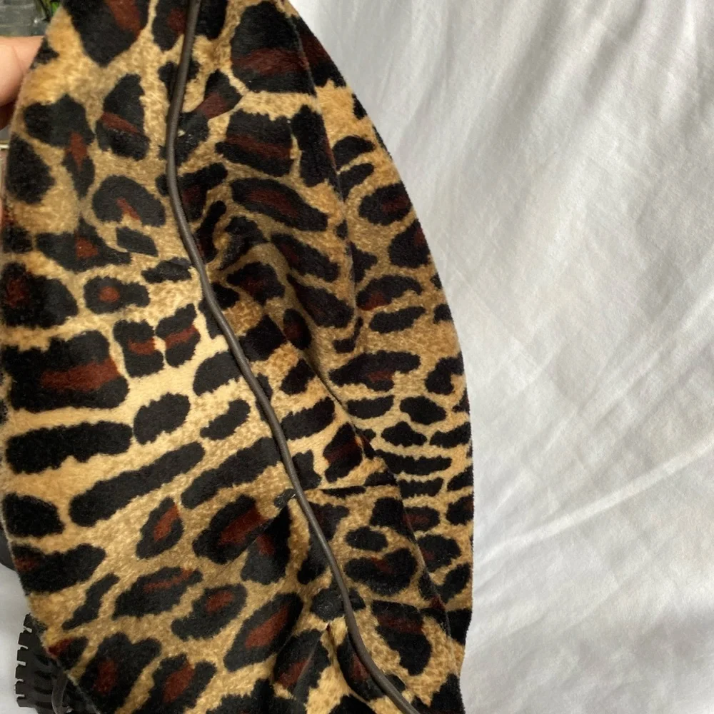 LANCOME Leopard Print Faux Fur Tote with Leather Edge  Leather Tassel Drawstring